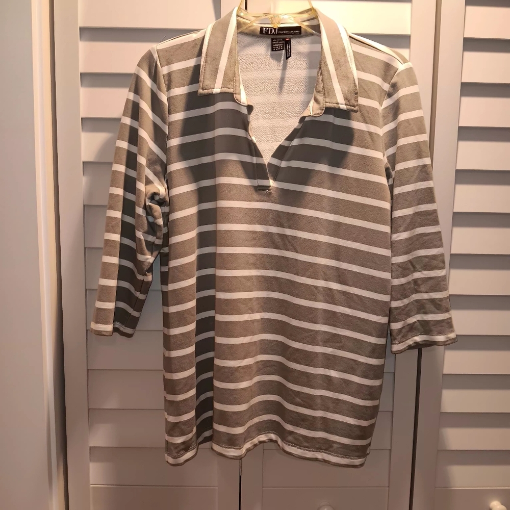French Dressing Jeans Polo Shirt with Stripes EUC